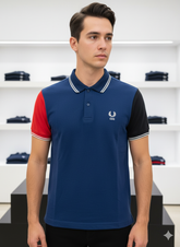 FRD PRRY x CDG COLOR-BLOCK NAVY POLO T-SHIRT